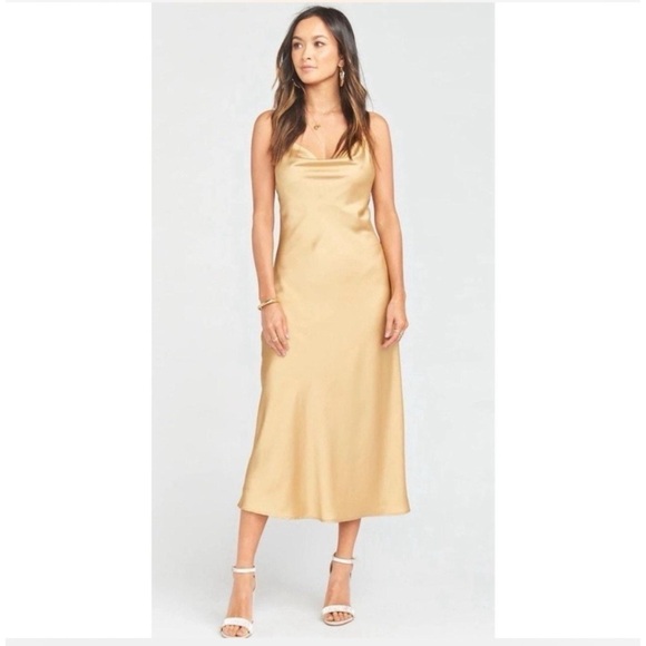 Show Me Your MuMu Dresses & Skirts - Show Me Your MuMu Verona Cowl True Gold Luxe Satin Dress M $200